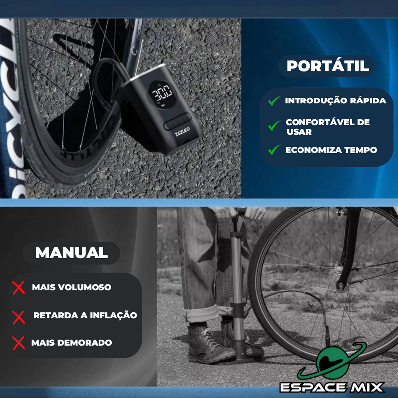 Mini Bomba de Ar A&B Portatil 2 em 1 - Espace Mix